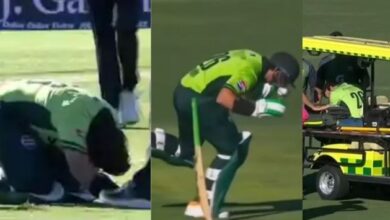 Photo of दर्दनाक हादसा… Imam Ul Haq के सिर पर लगी गेंद, बीच मैदान छोड़कर एंबुलेंस में गया खिलाड़ी